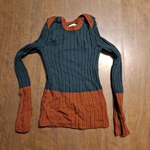 Wool MABLI Kids Two-Tone Sweater - Green and Brown
